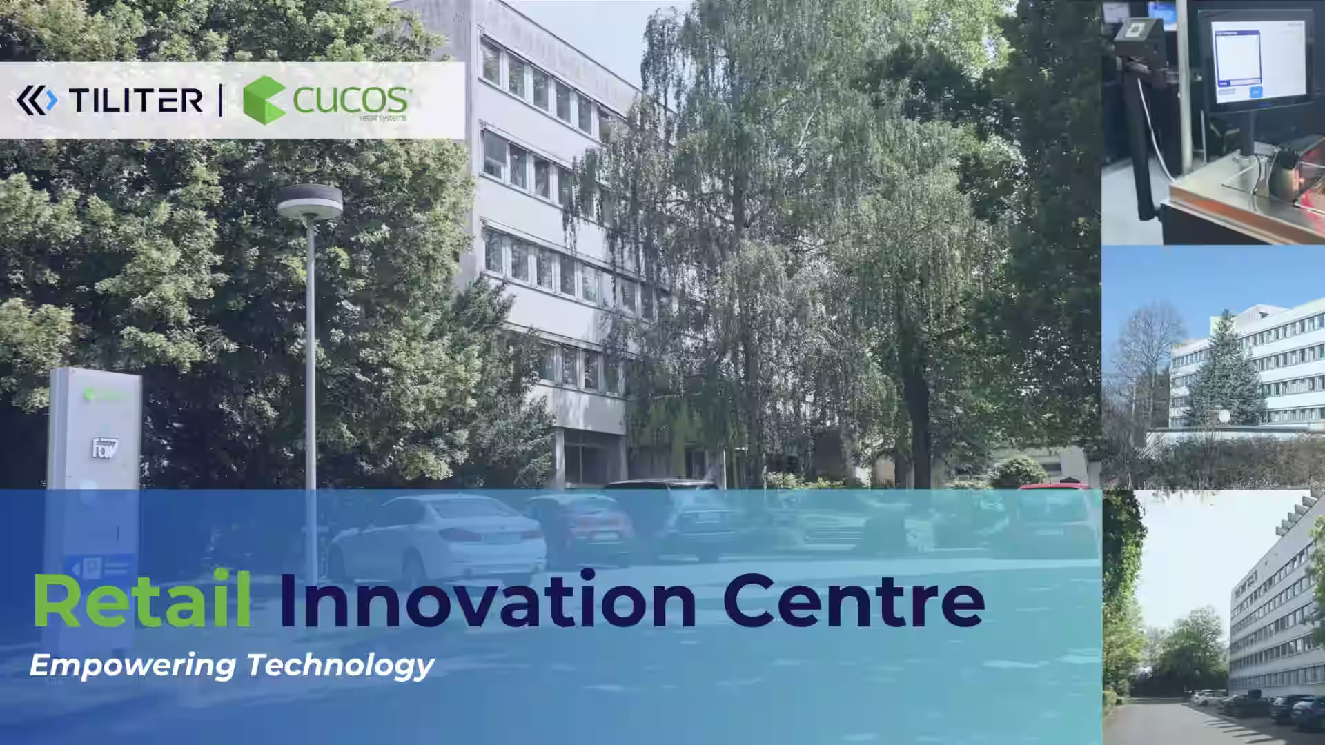 Exterior and interior views of the Cucos Retail Innovation Centre, captioned “Retail Innovation Centre”